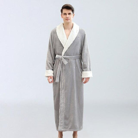 New Arrival Men Coral Fleece Robe Kimono Gown Winter Thick Warm Nightgown Sleepwear Man Casual Home Wear Fur Neck Bath Robes