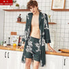 Fashion Men's Summer Kimono Robe Bath Gown Casual Silky Home Wear Male Nightgown Sleepwear Sleepshirts Pijama Mujer L-XXL