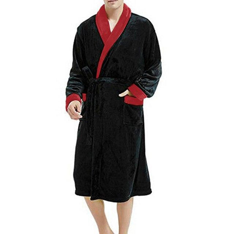 Bathrobe Men Thick Fleece Winter Male Dressing Gown Towel Sleepwear Solid Nightgown Kimono For Long Flannel Pyjamas#25