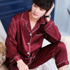 Satin Silk Pajamas Longs For Men Summer Sleepwear Male Pajama Set Soft Nightgown For Men Pyjamas Sleep Lounge Big Size M-2XL