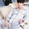 Satin Silk Pajamas Longs For Men Summer Sleepwear Male Pajama Set Soft Nightgown For Men Pyjamas Sleep Lounge Big Size M-2XL