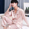 Satin Silk Pajamas Longs For Men Summer Sleepwear Male Pajama Set Soft Nightgown For Men Pyjamas Sleep Lounge Big Size M-2XL