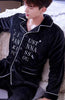 Male Pajamas Men Warm Thickened Sleepwear Suit Long Sleeve Coral Fleece Flannel Leisure Autumn Winter Nightgown Household H5633