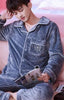 Male Pajamas Men Warm Thickened Sleepwear Suit Long Sleeve Coral Fleece Flannel Leisure Autumn Winter Nightgown Household H5633