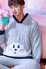 Male Pajamas Men Warm Thickened Sleepwear Suit Long Sleeve Coral Fleece Flannel Leisure Autumn Winter Nightgown Household H5633