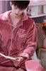 Male Pajamas Men Warm Thickened Sleepwear Suit Long Sleeve Coral Fleece Flannel Leisure Autumn Winter Nightgown Household H5633