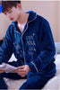 Male Pajamas Men Warm Thickened Sleepwear Suit Long Sleeve Coral Fleece Flannel Leisure Autumn Winter Nightgown Household H5633