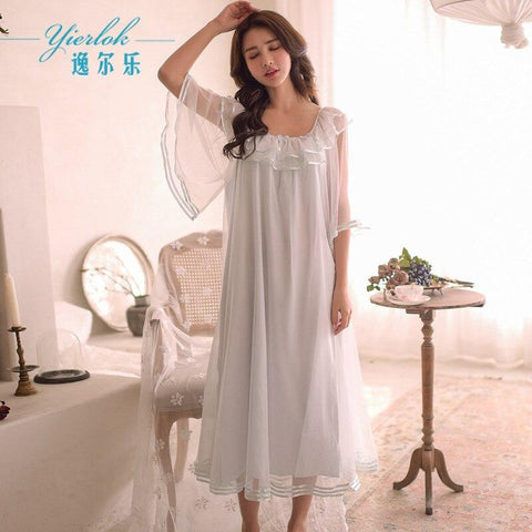 Women's Lolita Dress Princess Sleepshirts Vintage Palace Style Lace Embroidered Nightgowns ictorian Nightdress Lounge Sleepwear