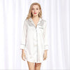 2018 Spring Sexy Women Silk Satin Shirt Dress Sleepshirts ladies Solid Down Collar Long Sleeve Nightwear Vintage nightgown AU CA