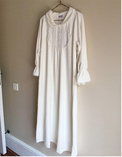 Women's Lolita Princess Sleepshirts Vintage Palace Style Dress Lace Velvet Nightgowns.Autumn Winter Nightdress Lounge Sleepwear
