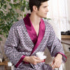 Plus Size Robe L-XXXL Men Kimono Bathrobe Luxury Nightgown Silky Satin Home Dressing Gown Long Sleeve Print Male Sleepwear