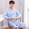 Men Kimono Long Sleeve Nightgown 100% Cotton Plaid Couple Matching Home Bath Robe Japanese Kimono Men and Women Match Bathrobe