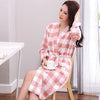 Men Kimono Long Sleeve Nightgown 100% Cotton Plaid Couple Matching Home Bath Robe Japanese Kimono Men and Women Match Bathrobe