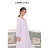 Autumn Sleepwear Women Vintage Nightgown Long Sleeve Lace Nightwear Purple Ruffle Night Dress Princess Elegant Homewear H714