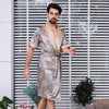 Short Sleeve Nightgown Men's Pajamas Summer Men Robe Silk Ice Pajamas Mens Kimono Men's Long Silky Gown Buy China Direct