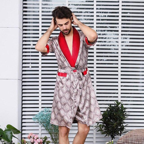 Short Sleeve Nightgown Men's Pajamas Summer Men Robe Silk Ice Pajamas Mens Kimono Men's Long Silky Gown Buy China Direct