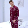 Men's New Style Sleepwear with Long Sleeves Ice Silk Satin Suit Youth Leisure Nightgown Plus Size All Seasons Home Clothes J021