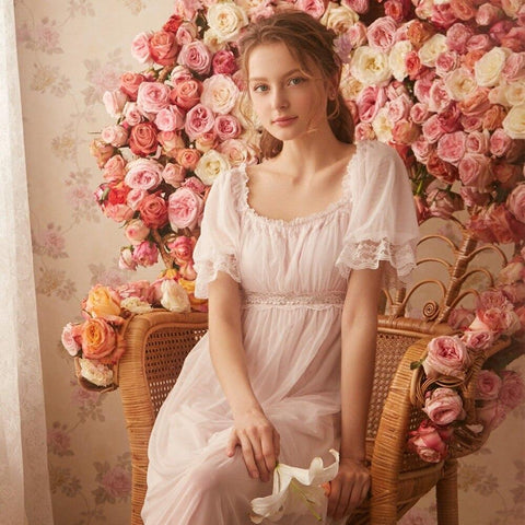 Free Shipping 2018 New Summer Princess Style Women's Long Nightgown High Quality Modal and Soft Yarn Sleepwear  Vintage Pijamas