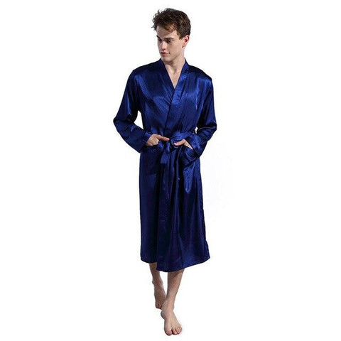 Long Robe Mens Bath Robe Men's Silk Satin Pajamas Sleepwear Robe Robes Nightgown Robes Grey/Blue/Burgundy/black Male Summer robe