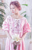 Free Shipping 2017 New Princess  Women's Long Nightgown Pink and Green Sleepwear Vintage Lace Nightshirt Cotton Linen Pijamas