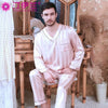 Men's Sleepwear All Season Homewear Long Sleeve Night Suits Adult Ice Silk Nightgowns 2pcs Sets Large Size Nightwear J005