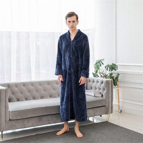 Sleepwear Men Sexy Modern Style Soft Men's Long-sleeved Solid Color Suit Foreign Trade Home Service Pajamas Nightgown #SS
