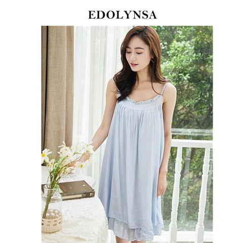 Nightgowns Women Sleep Lounge Lace Sleepwear Vintage Nightdress Indoor Clothing Nightwear Sexy Nightgown Female Home Dress #H402