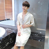 2019 summer nightgown men robe pajamas silk satin long sleeve bathrobe lounge arabe kurtas dress shirt gown masculina islamic