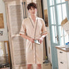 2019 summer nightgown men robe pajamas silk satin long sleeve bathrobe lounge arabe kurtas dress shirt gown masculina islamic