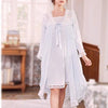 2 Pieces Set Women Cotton Lace Elegant Nightgowns Nightdress Sleepwear Lolita Spring Summer Palace Style Vintage Dress Bathrobes