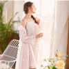 2 Pieces Set Women Cotton Lace Elegant Nightgowns Nightdress Sleepwear Lolita Spring Summer Palace Style Vintage Dress Bathrobes