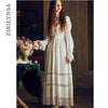 2019 Luxury Autumn Sleepwear Vintage White Cotton Nightgown Women Home Wear Night Dress Ladies Nightwear Lingerie Nighty T567