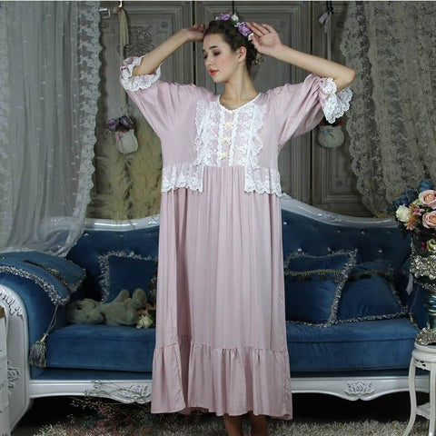 Free Shipping 2018 New Women's Princess Nightshirt Long Nightgown Vintage Sleepwear 5 Colors Ladies pijamas
