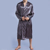 New 2019 Mens Soft Satin Silk Sleepwear Bathrobe Kimono hombre Pajama Nightgown Long Sleeve Sexy Nightwear Bath Robes Bademantel