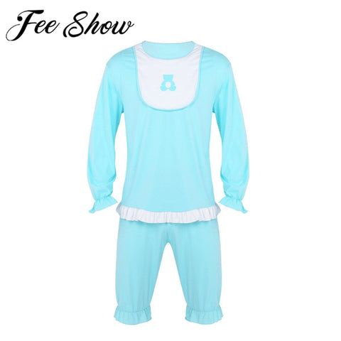 Adult Cute Baby Fancy Dress Costumes Men Long Sleeve Pajama Outfit Sleepsuit Romper Lingerie Nightgown Sets Halloween Dress Up