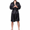 Summer Men's Luxurious Printed Pajamas Long-Sleeve Thin Nightgown Soft Satin Bathrobe Fashion Home Service Set Plus Size M-5XL