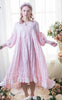 Free Shipping 2017 New Princess Women's Long Nightgown Pink Blue and Green Sleepwear Vintage Nightdress Cotton Linen Pijamas