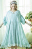 Free Shipping 2017 New Princess Women's Long Nightgown Pink Blue and Green Sleepwear Vintage Nightdress Cotton Linen Pijamas