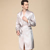 Men's Silk Robes Plus Size 5XL Satin Long Sleeve Pajamas Bathrobe Male Nightgown Sleepwear Kimono Solid Dressing Gown