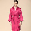 Men's Silk Robes Plus Size 5XL Satin Long Sleeve Pajamas Bathrobe Male Nightgown Sleepwear Kimono Solid Dressing Gown