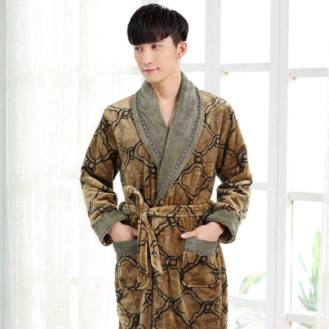 New Arrival Men Bath Robe Winter Warm Nightgown Home Kimono Flannel Sleepwear Men's Long Sleeve Bathrobes Pajama