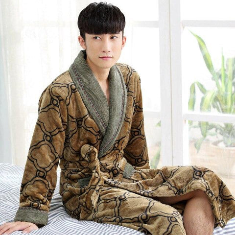 New Arrival Men Bath Robe Winter Warm Nightgown Home Kimono Flannel Sleepwear Men's Long Sleeve Bathrobes Pajama