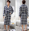 Autumn Men Cotton Robe 2019 New Kimono Bathrobe Gown Fashion Plaid Long Sleeve Sleepwear Nightgown Loose Robes Plus Size 3XL