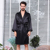 Solid Black Chinese Men Sleepwear Satin Rayon Nightwear Casual Male Robe Bathrobe Kimono Gown Intimate Lingerie Nightgown