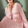 Women White Pink Cotton Lace Princess Elegant Nightgowns Nightdress Sleepwear Palace Style Dress Vintage Long Sleeve Sexy Dress