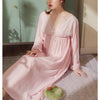 Women White Pink Cotton Lace Princess Elegant Nightgowns Nightdress Sleepwear Palace Style Dress Vintage Long Sleeve Sexy Dress