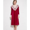 Blue Velvet Nightgown Elegant Warm Winter Velours Sleepwear Women Home Wear Sleep Shirts Vintage Lace Ruffle Night Dress T381