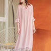 New Women Cotton Princess Elegant Nightgown Nightdress Sleepwear Palace Dress Vintage Casual Loose Half Sleeve Spring Long Dress