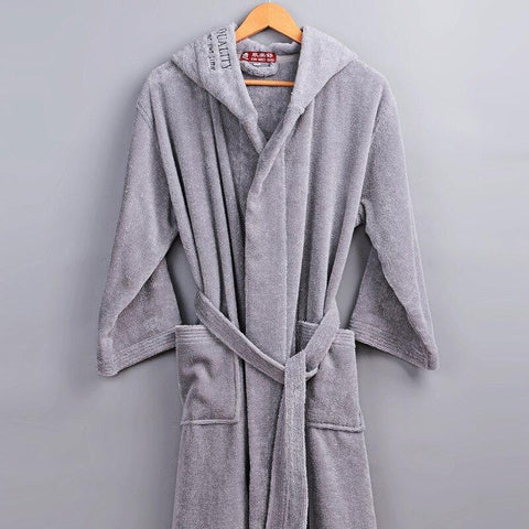 Men's Bathrobe Hooded Winter Thick Warm Towel Fleece Nightwear Hotel Spa Cotton Bath robe Couples  Kimono Robe Long Nightgown