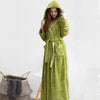 Luxurious Couple Hooded Warm Nightgown Winter New Flannel Thick Sleepwear Kimono Bathrobe Yukata Gown High Quality Sleep Shirt